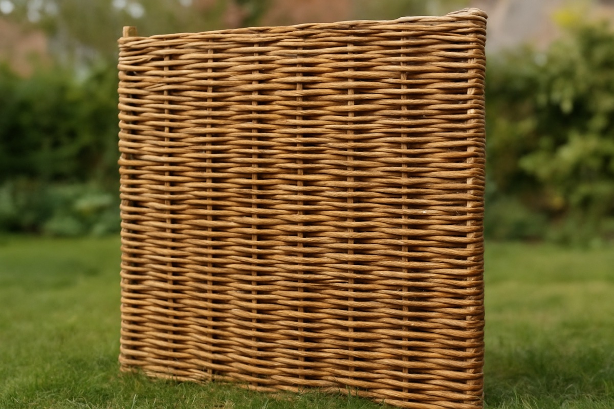 Nærbillede af læhegn i pileflet, bambus, ris eller trælameller